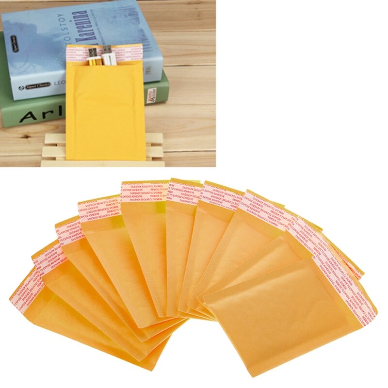 10 Pcs 크래프트 버블 메일러 노란색 패딩 우편 봉투 종이 배송 봉투 Y98A
